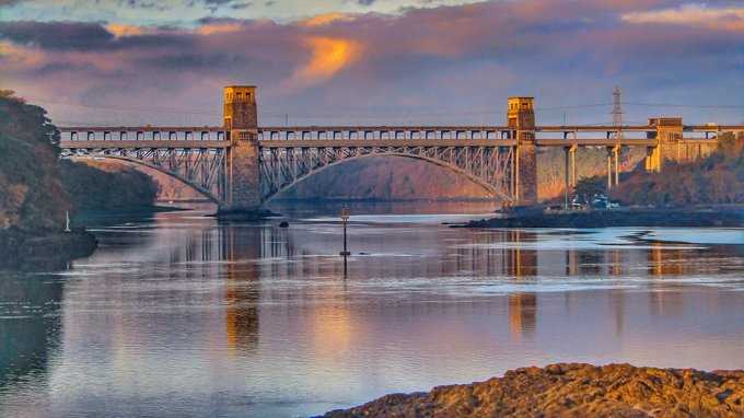 'Sunshine After The Rain', The Britannia Bridge From Carreg Yr Halen, Wales (December 2019)